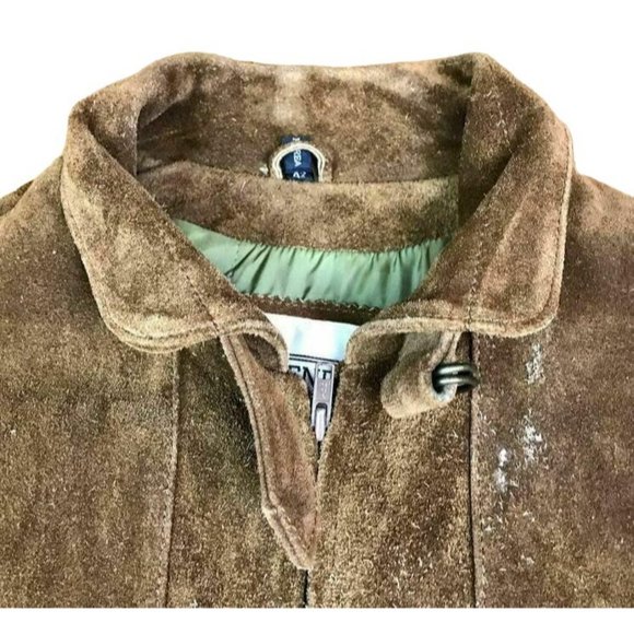 WEEKENDER Vintage Leather Jacket Size 42 Men's Zip-Up Button Sleeves Brown - Picture 6 of 11